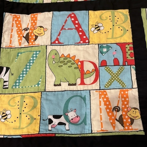 Baby Nursery Crib Quilt Alphabet & Animals Handmade Wall Hanging 47” x 34” - Picture 5 of 7